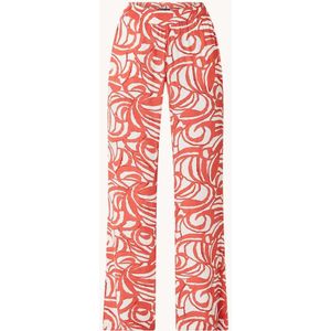 Expresso Mid waist loose fit broek met grafische print