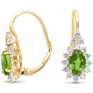 Diamond Point Geelgouden oorsieraden, 1.21 ct groene saffier, Eden