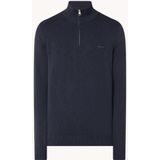 Gant Fijngebreide sweater met halve rits en logoborduring