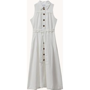 Reiss Heidi midi blousejurk in linnenblend met strikceintuur