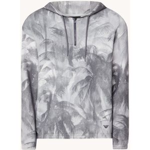 Emporio Armani Hoodie met halve rits en bladprint