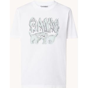 Ganni T-shirt van biologisch katoen met logoprint