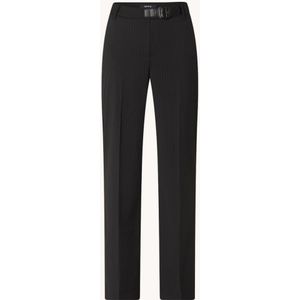 NIKKIE Andorra mid waist straight fit pantalon met streepprint en ceintuur