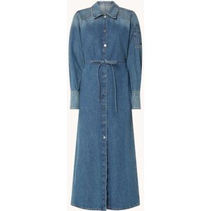 Vanilia Maxi blousejurk van denim met strikceintuur