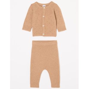 Petit Bateau Set met fijngebreid vest en babybroek in wolblend 2-delig