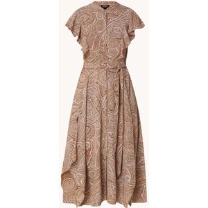 Ralph Lauren Midi jurk met paisley dessin en strikceintuur