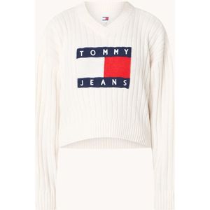 Tommy Hilfiger Fijngebreide cropped trui met ingebreid logo