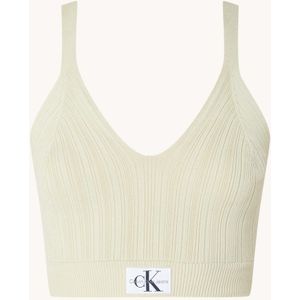 Calvin Klein Ribgebreide crop top in lyocellblend met logo