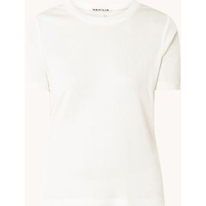 Vanilia Ribgebreid T-shirt met stretch