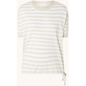 BRAX Candice T-shirt van linnen met streepprint en lurex