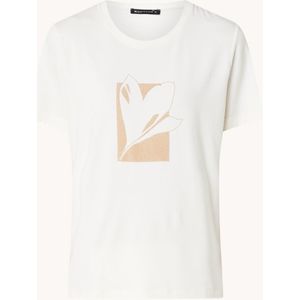 Expresso T-shirt met flockprint