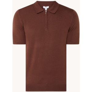 Reiss Maxwell slim fit fijngebreide polo van merino wol met halve rits