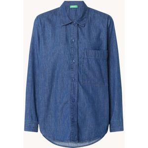 Benetton Blouse van chambray met borstzak