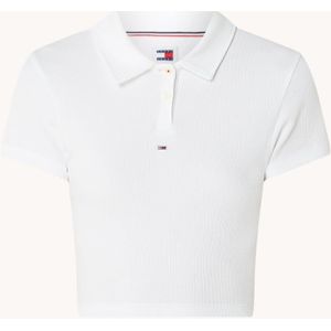 Tommy Hilfiger Cropped polo met ribstructuur