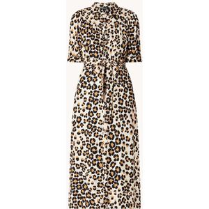 Whistles Midi blousejurk met panterprint en strikceintuur