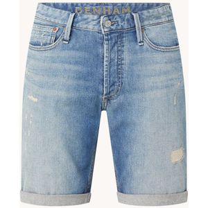 Denham Ridge slim fit korte broek van denim met destroyed afwerking