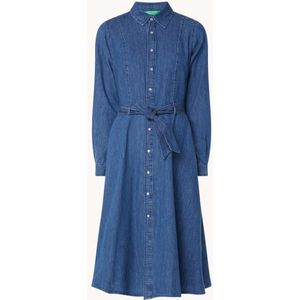 Benetton Midi blousejurk van chambray met strikceintuur