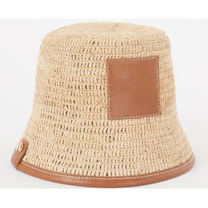 Jacquemus Le Bob Soli bucket hoed van raffia met leren details