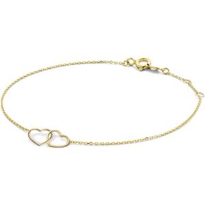 Jackie 14K Gold Double Heart armband van 14 karaat geelgoud