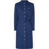 Ralph Lauren Midi blousejurk van linnen met strikceintuur