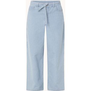 Modström Isolde high waist wide leg jeans met streepprint en strikceintuur