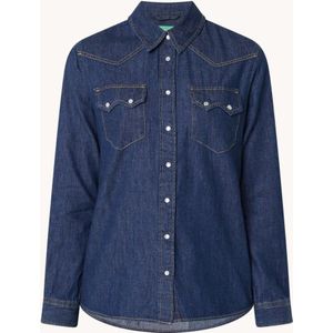 Benetton Blouse van chambray met borstzakken