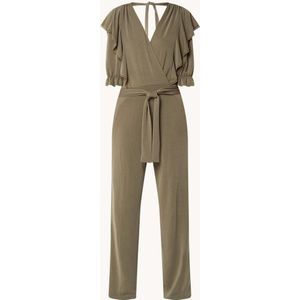 Aaiko Shenice loose fit jumpsuit met volant en strikceintuur