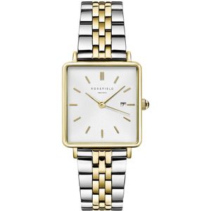 Rosefield The Boxy Dames Horloge - Zilver + Goud Ø26mm - QVSGD-Q013