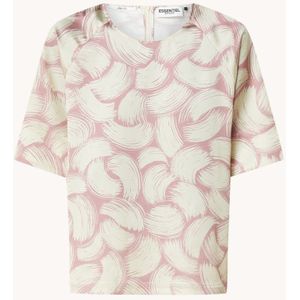 Essentiel Antwerp Fased top van satijn met print