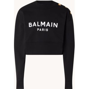 Balmain Cropped sweater met sierknopen en logo