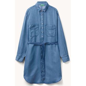 Benetton Mini blousejurk van chambray met strikceintuur