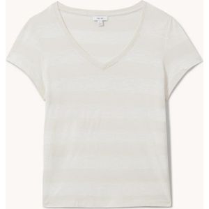 Reiss Nola T-shirt in linnenblend met gemêleerd dessin