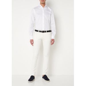 Profuomo Wit strijkvrij slim fit overhemd met extra lange mouw