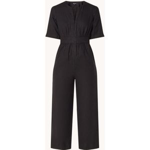 Whistles Cosima wide fit cropped jumpsuit van linnen met steekzakken