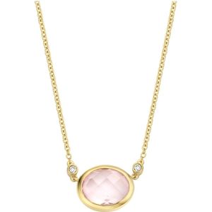 Diamond Point Geelgouden collier 1.86 ct roze kwarts Philosophy