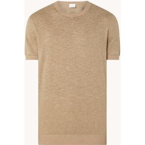 Profuomo T-shirt in linnenblend met gemêleerd dessin