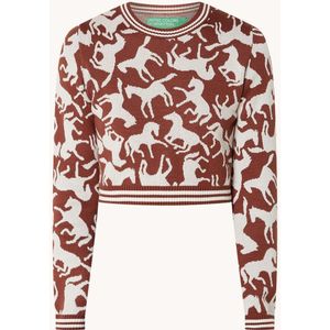 Benetton Fijngebreide cropped sweater met print