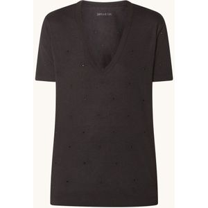 Zadig&Voltaire Wassa T-shirt in linnenblend met strass