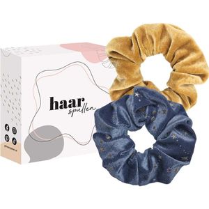 You're A Star Scrunchie Duo Set - Blue Star & Gold