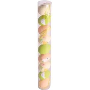 Decoratie, eieren, roze - groen - 9 stuks
