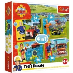 Trefl: Dappere Brandweerman Sam - 4-in-1 puzzel met 35, 48, 54, 70 stukjes