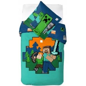 Minecraft: Bedlinnen Alex en Steve - 140 x 200 cm