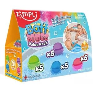 Zimpli Kids - Baff Bombz - Bruisende Badbommen - 20 Stuks - Hydraterend voor Kinderen