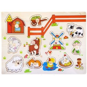 Vormenpuzzel - boerderij, hout