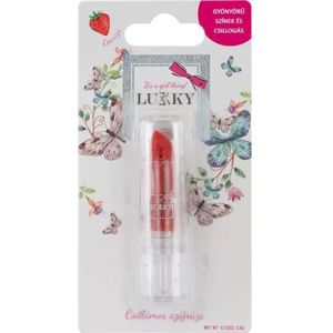 Lukky: Rode glitterspray met aardbeiensmaak