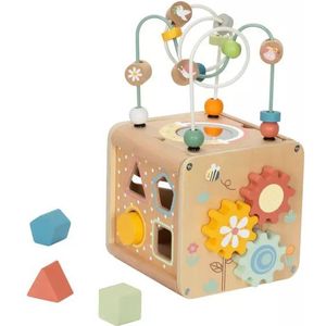Houten Activiteitenkubus - Educatief Speelgoed - 5-in-1 Speelblok met Kralenspiraal