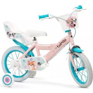 Toimsa: Schattige kinderfiets met mand en kinderzitje - maat 14