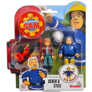 Set met de figuren Brandweerman Sam, Derek en Steele