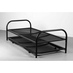 Onderschuifbed met dwarsgespannen bodem (extra stevig)-90 x 200 cm-Zwart