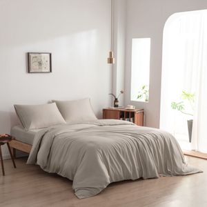 Bamboe Premium dekbedovertrek Taupe - incl. kussensloop(en)-140 x 220 cm